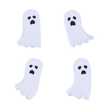 Howling ghosts semi flat color vector characters set Illustrazione stock