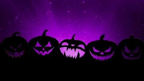 Howling Jack O Lanterns Purple Night 8K Loop Stock Footage 287983242