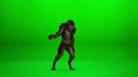 Howling Lycanthrope Action Sequence on Chroma Key Stock Footage 319005404