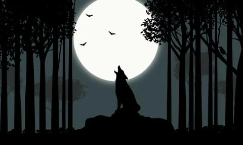 Howling at the Moon Stock Illustration