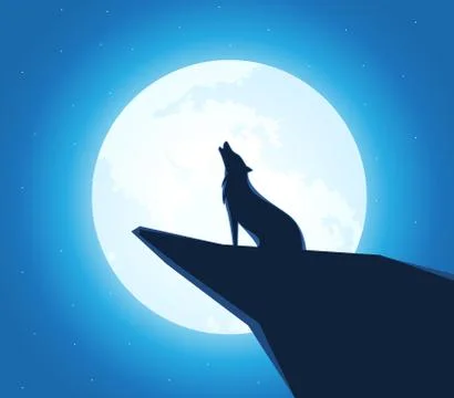 Howling wolf in the full moon Stock Illustration