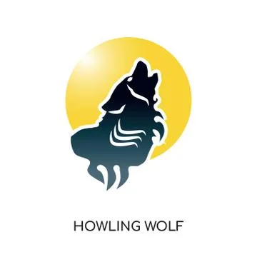 Howling wolf logo isolated on white background for your web, mobile and app d Stock Illustration