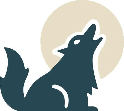 Howling wolf with moon icon design Stock Illustration
