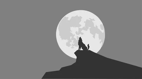 Howling wolf on moon light and night sky Stock Illustration
