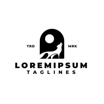 Howling wolf with moon logo concept. Vector illustration Illustrazione stock