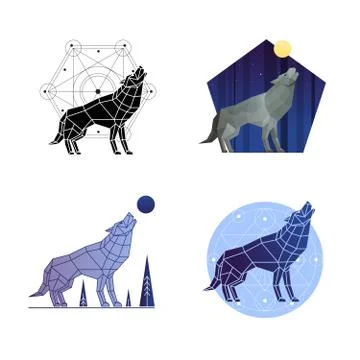 Howling Wolf Set Illustrazione stock
