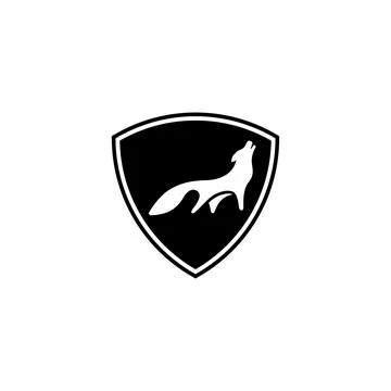 Howling wolf shield logo concept. Vector illustration Illustrazione stock