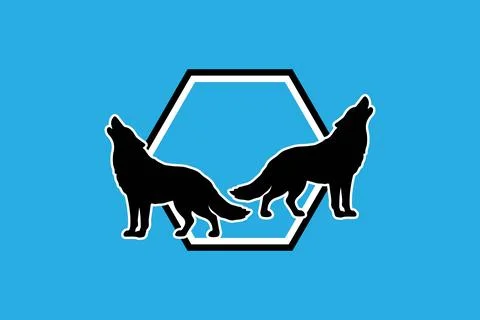 Howling Wolf Silhouette Logo Vector with Modern Geometric Design Stock Illustration