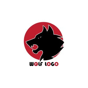 Howling Wolf Silhouette on white Background. Ilustração Stock