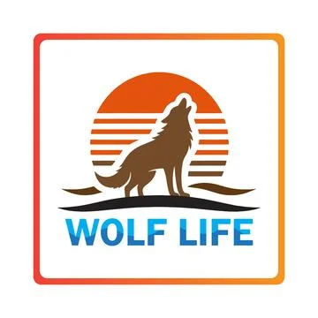 Howling Wolf Silhouette on white Background. Ilustração Stock