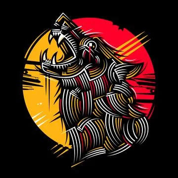 Howling wolf, wolf silhouette, forest wolf, fierce animal, predator wolf, w.. Stockillustratie
