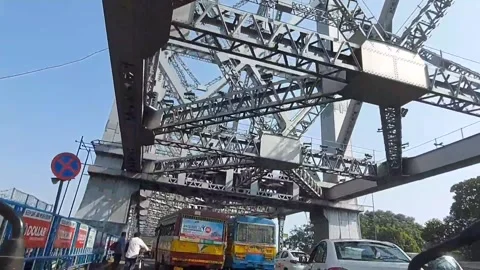 The Howrah bridge first to last pillars. Stock-Footage 221678081