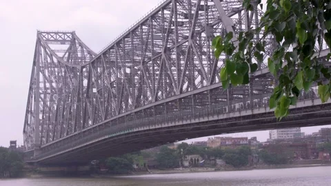 Howrah Bridge On Ganges River at Wes Bengal in India Stock Footage 157023839