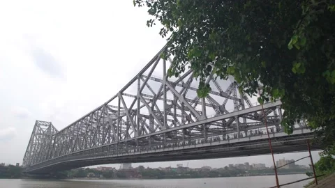 Howrah Bridge On Ganges River in West Bengal Stock Footage 157011744