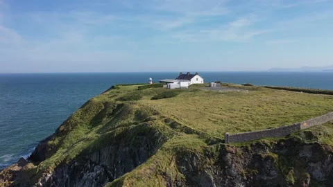 Howth Lighthouse from land side ariel view day shoot Dublin Stock Footage 205049615