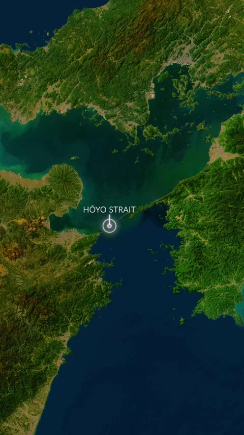 Hoyo Strait Map With Loop Animation In Vertical Format Stock Footage 337710655