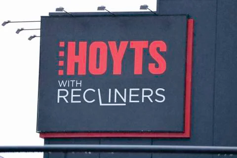 Hoyts with recliners sign in red and white letters Stock Photos