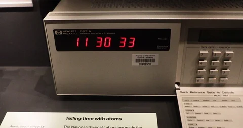 HP Hewlett atomic clock in London. The time is running. Counting down the Stock Footage 114085386