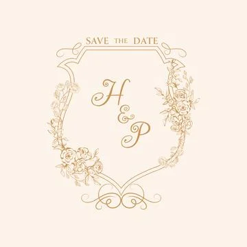 HP Initial Wedding Crest Logo Monogram. Stock Illustration