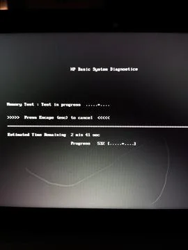 Hp Laptop displaying system alert message Stock Photos