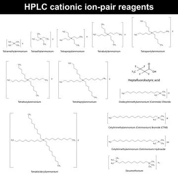 HPLC cationic ion pair reagents Stock Illustration