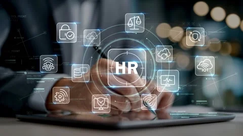 HR Analytics and Cybersecurity Technology for Modern Business Stock Footage 337220547