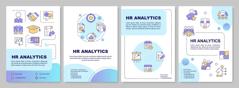 HR analytics blue circle brochure layout Stock Illustration