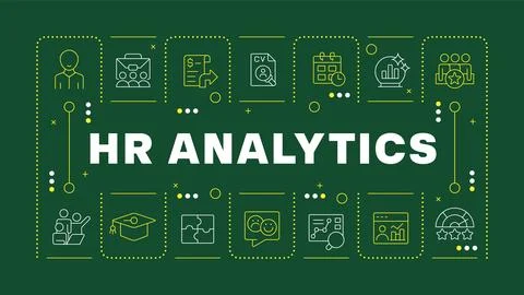 HR analytics dark green word concept Stock Illustration