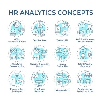 HR analytics soft blue concept icons イラスト素材