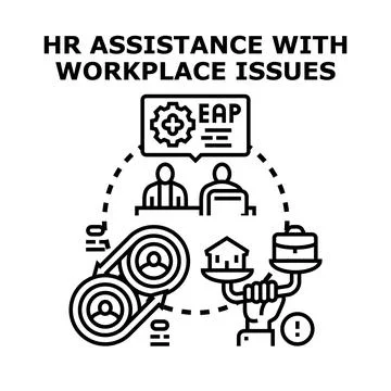 Hr assistance resolving workplace issues concept Stock Illustration
