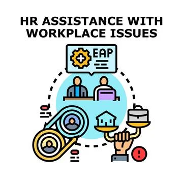 Hr assistance resolving workplace issues concept Stock Illustration