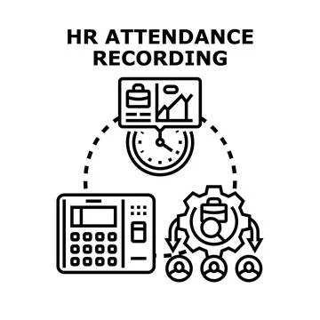 Hr attendance recording system tracking employee time Stock-Illustration