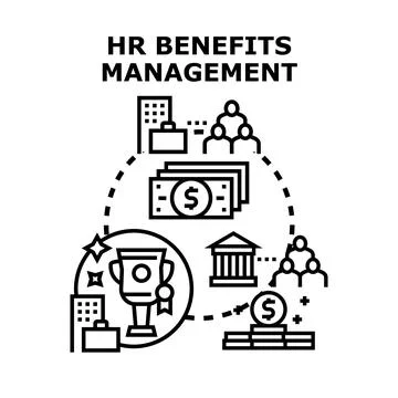 Hr benefits management flat vector concept illustration Stock Illustration