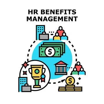 Hr benefits management flat vector concept illustration Stock Illustration
