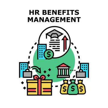 Hr benefits management vector concept illustration Stock Illustration