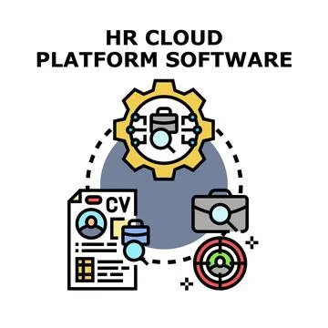 Hr cloud platform software managing human resources digitally Stock Illustration