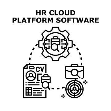 Hr cloud platform software managing human resources digitally Stock Illustration