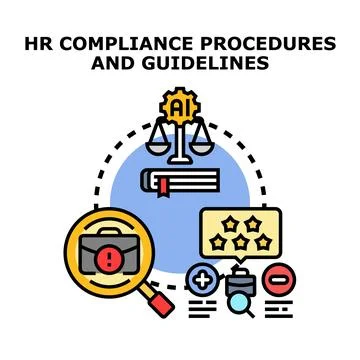Hr compliance procedures and guidelines concept illustration Illustrazione stock