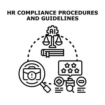 Hr compliance procedures and guidelines concept illustration Illustrazione stock