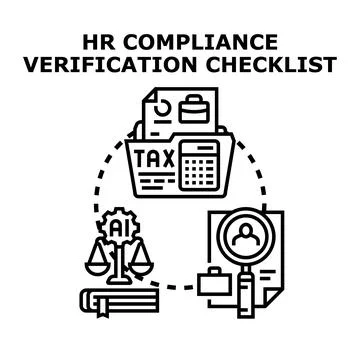 Hr compliance verification checklist process illustration Stock Illustration