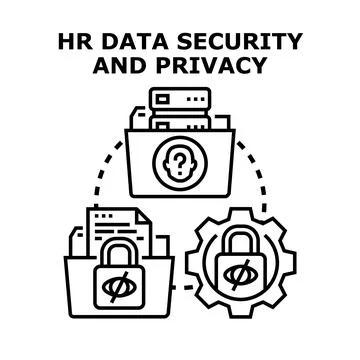 Hr data security and privacy management concept Stock Illustration