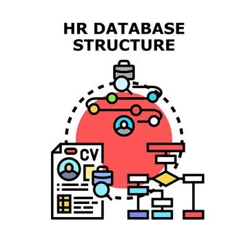 Hr database structure organizing human resources data Illustrazione stock