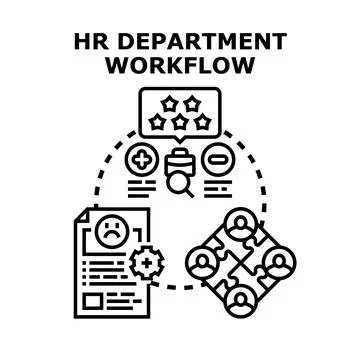 Hr department workflow concept visualizing human resources processes Stock Illustration