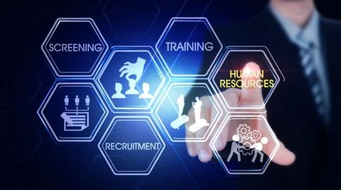 HR Hexagonal Touch Screen Concept Stock Photos