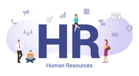 Hr human resources concept with big word or text and team people with modern  Stock Illustration