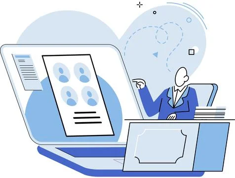 HR Human Resources department work. HR manager looking for new job candidate and イラスト素材