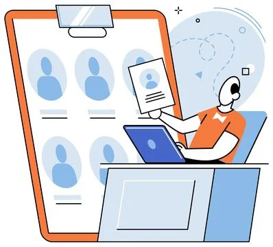 HR Human Resources department work. HR manager looking for new job candidate and イラスト素材