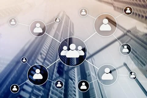 HR - Human resources management concept on blurred business center background Illustrazione stock