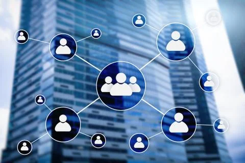 HR - Human resources management concept on blurred business center background. Foto stock