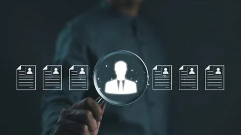 HR, human resources management technology concept. Businessman select Foto stock